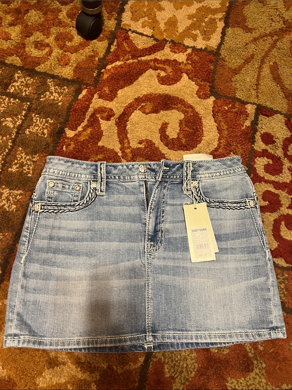 Miss Me Light Blue Braided Trim Denim Mini Skirt